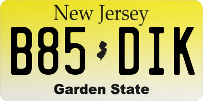 NJ license plate B85DIK
