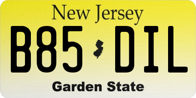 NJ license plate B85DIL
