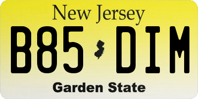 NJ license plate B85DIM