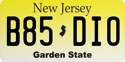 NJ license plate B85DIO