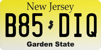 NJ license plate B85DIQ