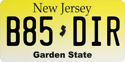 NJ license plate B85DIR