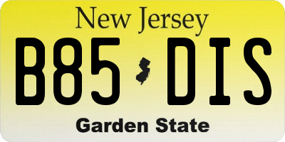 NJ license plate B85DIS