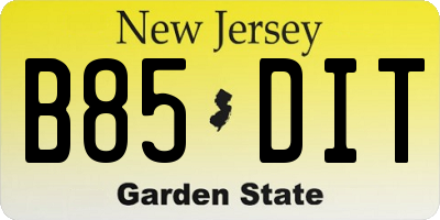 NJ license plate B85DIT