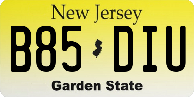 NJ license plate B85DIU