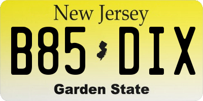 NJ license plate B85DIX