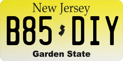 NJ license plate B85DIY