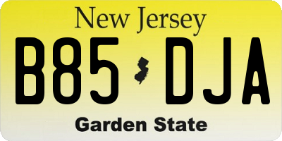 NJ license plate B85DJA