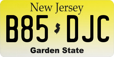 NJ license plate B85DJC