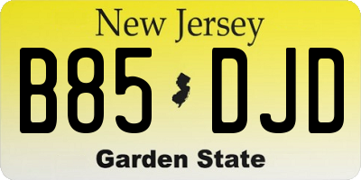 NJ license plate B85DJD