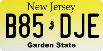 NJ license plate B85DJE