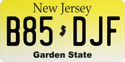 NJ license plate B85DJF