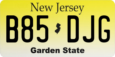 NJ license plate B85DJG