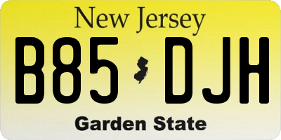 NJ license plate B85DJH