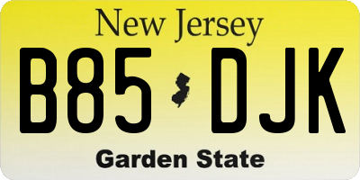 NJ license plate B85DJK