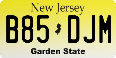 NJ license plate B85DJM