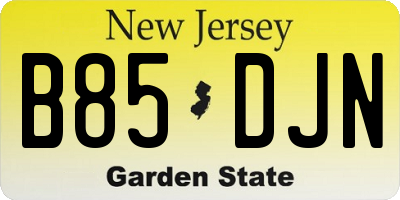 NJ license plate B85DJN