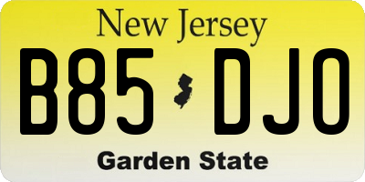 NJ license plate B85DJO