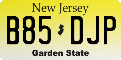 NJ license plate B85DJP
