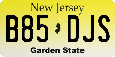 NJ license plate B85DJS