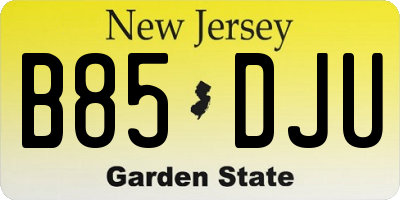 NJ license plate B85DJU