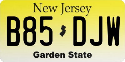 NJ license plate B85DJW