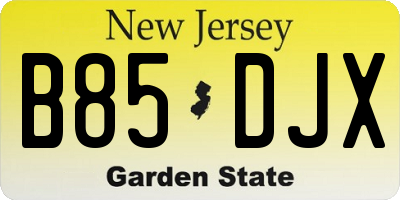 NJ license plate B85DJX