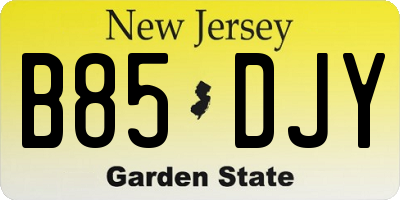 NJ license plate B85DJY