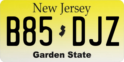 NJ license plate B85DJZ