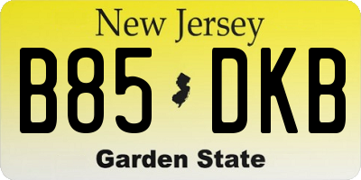 NJ license plate B85DKB