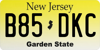 NJ license plate B85DKC
