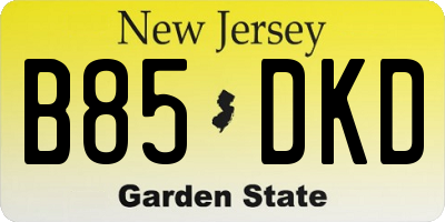 NJ license plate B85DKD