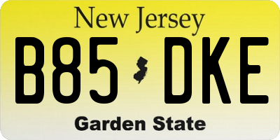 NJ license plate B85DKE