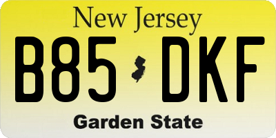 NJ license plate B85DKF