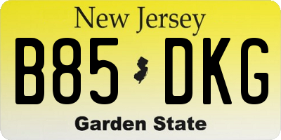 NJ license plate B85DKG