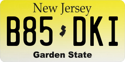 NJ license plate B85DKI