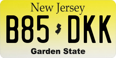 NJ license plate B85DKK