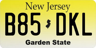 NJ license plate B85DKL