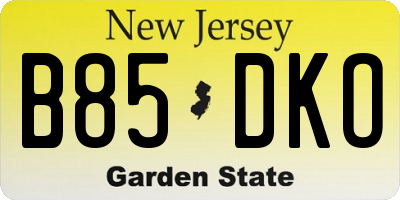 NJ license plate B85DKO