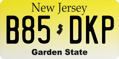 NJ license plate B85DKP