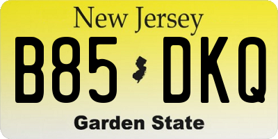 NJ license plate B85DKQ
