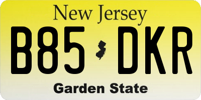 NJ license plate B85DKR