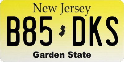 NJ license plate B85DKS