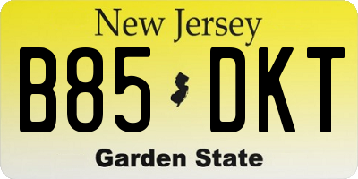 NJ license plate B85DKT