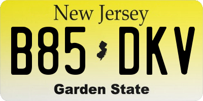 NJ license plate B85DKV