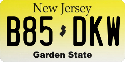 NJ license plate B85DKW