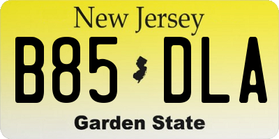 NJ license plate B85DLA