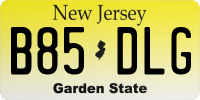 NJ license plate B85DLG