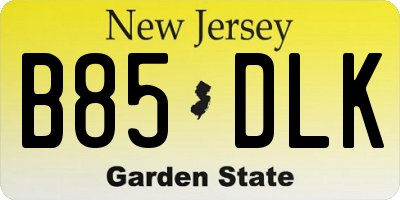 NJ license plate B85DLK