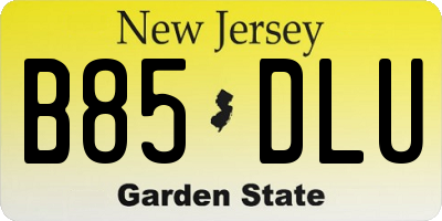 NJ license plate B85DLU